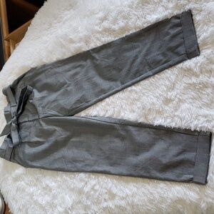 AF Studio Paper Bag Waist with Tie, Ankle Checkered Pants Size M